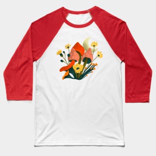 Blooms and shrooms in moonlight Baseball T-Shirt